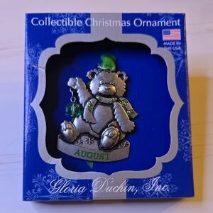 Gloria Duchin August Bear Christmas Ornament With Birthstone For Aguest New